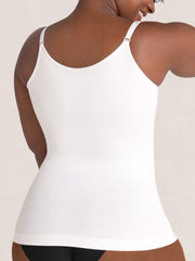 White shaping camisole with adjustable shoulder straps and side contour