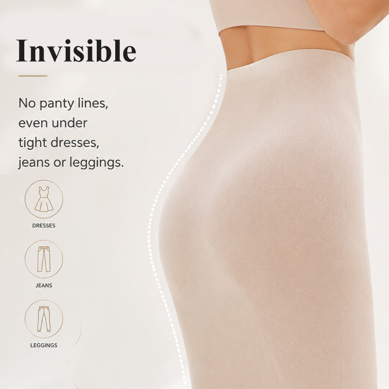 Shaping shorts worn under a fitted dress