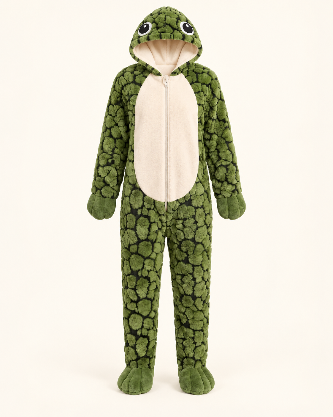Mother and toddler wearing matching AquaCuddle wearable turtle onesies for family cuddle time