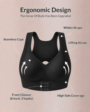 Cross Back Front Closure Wireless Posture Support Bra