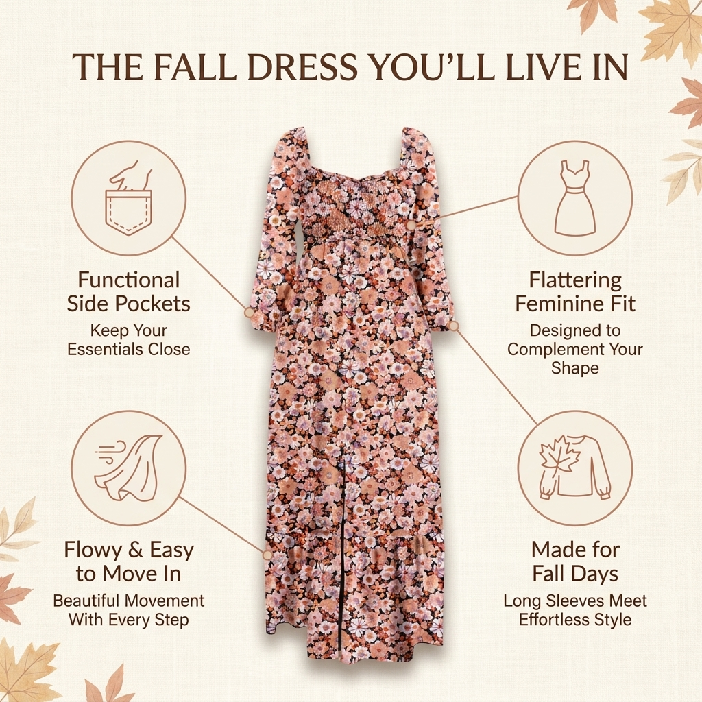 Rich Autumn floral pattern and breathable lightweight fabric