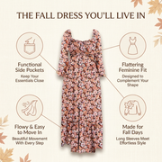 Floralia Autumn Floral Pattern and Lightweight Breathable Fabric Close-Up