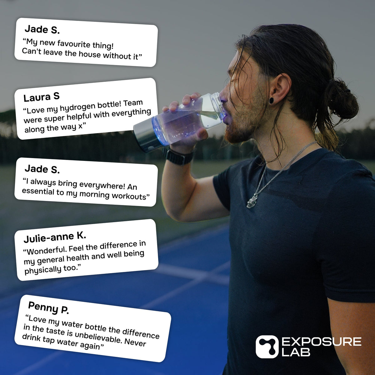 Real customer verified testimonial - PureHydro portable hydrogen rich antioxidant water generator