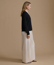 Everyday Relaxed Cashmere V-Neck Sweater in Black - Styled autumn outfit with effortless fit