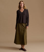 Everyday Relaxed 100% Cashmere V-Neck Sweater in Espresso - Pure Mongolian cashmere drop shoulder knit